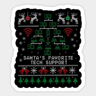 Santa's Favorite Tech Support Christmas for IT Professionals Sticker